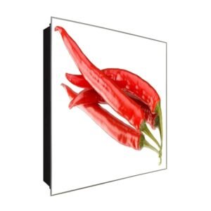  Schlüsselkasten 'Chiliwürze' 30x30 Glas, inkl. Haken Schlüsselbrett Schlüssel-Box Design Aufbewahrung