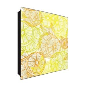  Schlüsselkasten 'Citrus Kunst' 30x30 Glas, inkl. Haken Schlüsselbrett Schlüssel-Box Design Aufbewahrung