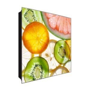  Schlüsselkasten 'Citrusfrüchte Mix' 30x30 Glas, inkl. Haken Schlüsselbrett Schlüssel-Box Design Aufbewahrung