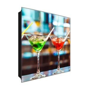  Schlüsselkasten 'Cocktail on Ice' 30x30 Glas, inkl. Haken Schlüsselbrett Schlüssel-Box Design Aufbewahrung