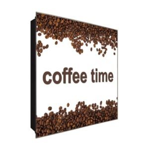  Schlüsselkasten 'Coffe Time' 30x30 Glas, inkl. Haken Schlüsselbrett Schlüssel-Box Design Aufbewahrung