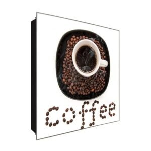  Schlüsselkasten 'Coffee' 30x30 Glas, inkl. Haken Schlüsselbrett Schlüssel-Box Design Aufbewahrung