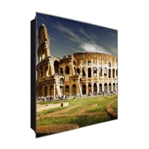  Schlüsselkasten 'Colosseum in Rom' 30x30 Glas, inkl. Haken Schlüsselbrett Schlüssel-Box Design Aufbewahrung