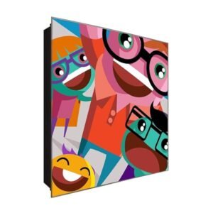  Schlüsselkasten 'Comic Style' 30x30 Glas, inkl. Haken Schlüsselbrett Schlüssel-Box Design Aufbewahrung