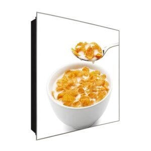  Schlüsselkasten 'Cornflakes & Milk ' 30x30 Glas, inkl. Haken Schlüsselbrett Schlüssel-Box Design Aufbewahrung