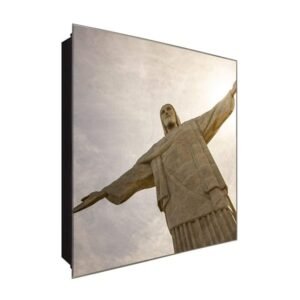  Schlüsselkasten 'Cristo Redentor' 30x30 Glas, inkl. Haken Schlüsselbrett Schlüssel-Box Design Aufbewahrung