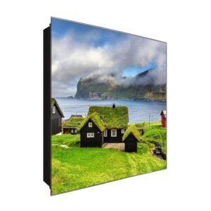  Schlüsselkasten 'Dachbegrünung Hütte' 30x30 Glas, inkl. Haken Schlüsselbrett Schlüssel-Box Design Aufbewahrung