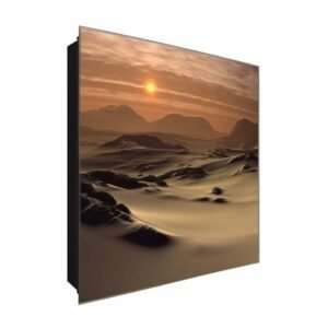  Schlüsselkasten 'Desert Wüste' 30x30 Glas, inkl. Haken Schlüsselbrett Schlüssel-Box Design Aufbewahrung