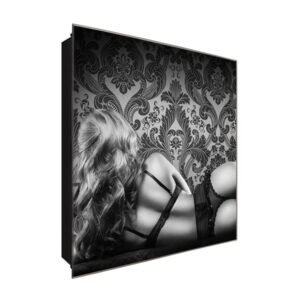  Schlüsselkasten 'Dessous Shooting ' 30x30 Glas, inkl. Haken Schlüsselbrett Schlüssel-Box Design Aufbewahrung