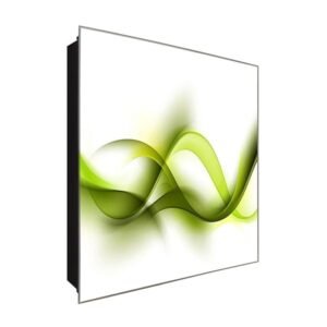  Schlüsselkasten 'Die grüne Welle' 30x30 Glas, inkl. Haken Schlüsselbrett Schlüssel-Box Design Aufbewahrung