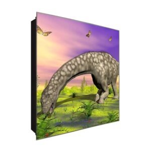  Schlüsselkasten 'Dino Food' 30x30 Glas, inkl. Haken Schlüsselbrett Schlüssel-Box Design Aufbewahrung