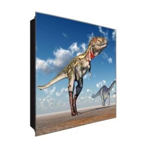  Schlüsselkasten 'Dino in Pose' 30x30 Glas, inkl. Haken Schlüsselbrett Schlüssel-Box Design Aufbewahrung