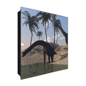  Schlüsselkasten 'Dinos' 30x30 Glas, inkl. Haken Schlüsselbrett Schlüssel-Box Design Aufbewahrung