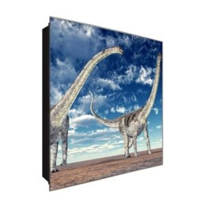  Schlüsselkasten 'Dinosaur Herd' 30x30 Glas, inkl. Haken Schlüsselbrett Schlüssel-Box Design Aufbewahrung