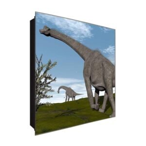  Schlüsselkasten 'Dinosaurier Love ' 30x30 Glas, inkl. Haken Schlüsselbrett Schlüssel-Box Design Aufbewahrung