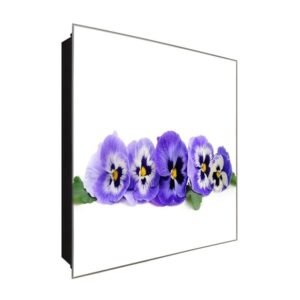  Schlüsselkasten 'Duftveilchen Blüte' 30x30 Glas, inkl. Haken Schlüsselbrett Schlüssel-Box Design Aufbewahrung