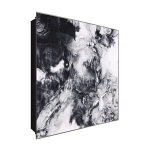  Schlüsselkasten 'Düsteres Treiben' 30x30 Glas, inkl. Haken Schlüsselbrett Schlüssel-Box Design Aufbewahrung