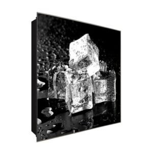  Schlüsselkasten 'EIS auf schwarz' 30x30 Glas, inkl. Haken Schlüsselbrett Schlüssel-Box Design Aufbewahrung