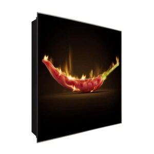  Schlüsselkasten 'Eat Spice' 30x30 Glas, inkl. Haken Schlüsselbrett Schlüssel-Box Design Aufbewahrung