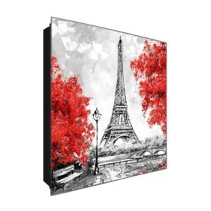  Schlüsselkasten 'Eifelturm' 30x30 Glas, inkl. Haken Schlüsselbrett Schlüssel-Box Design Aufbewahrung