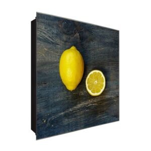  Schlüsselkasten 'Eineinhalb Zitronen ' 30x30 Glas, inkl. Haken Schlüsselbrett Schlüssel-Box Design Aufbewahrung