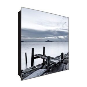  Schlüsselkasten 'Einsamer Steg ' 30x30 Glas, inkl. Haken Schlüsselbrett Schlüssel-Box Design Aufbewahrung