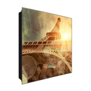  Schlüsselkasten 'Eisenfachwerkturm' 30x30 Glas, inkl. Haken Schlüsselbrett Schlüssel-Box Design Aufbewahrung