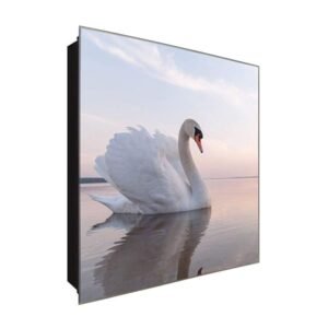  Schlüsselkasten 'Elegant swan ' 30x30 Glas, inkl. Haken Schlüsselbrett Schlüssel-Box Design Aufbewahrung