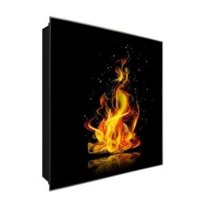  Schlüsselkasten 'Element Feuer' 30x30 Glas, inkl. Haken Schlüsselbrett Schlüssel-Box Design Aufbewahrung