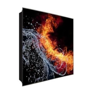  Schlüsselkasten 'Elementen Kampf' 30x30 Glas, inkl. Haken Schlüsselbrett Schlüssel-Box Design Aufbewahrung