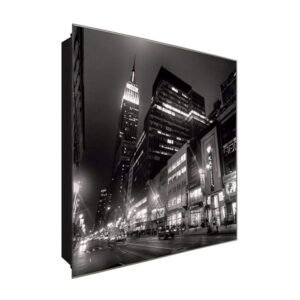  Schlüsselkasten 'Empire State ' 30x30 Glas, inkl. Haken Schlüsselbrett Schlüssel-Box Design Aufbewahrung