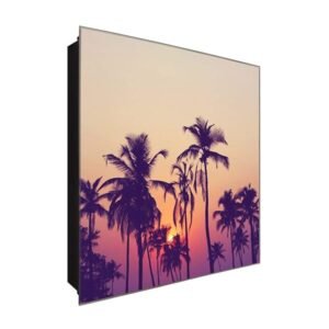  Schlüsselkasten 'Endlose Palmen' 30x30 Glas, inkl. Haken Schlüsselbrett Schlüssel-Box Design Aufbewahrung