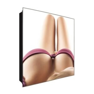  Schlüsselkasten 'Entspannte Frau ' 30x30 Glas, inkl. Haken Schlüsselbrett Schlüssel-Box Design Aufbewahrung