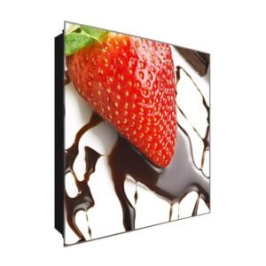  Schlüsselkasten 'Erbeere und Schoko' 30x30 Glas, inkl. Haken Schlüsselbrett Schlüssel-Box Design Aufbewahrung