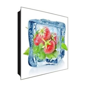  Schlüsselkasten 'Erbeernest EIS' 30x30 Glas, inkl. Haken Schlüsselbrett Schlüssel-Box Design Aufbewahrung