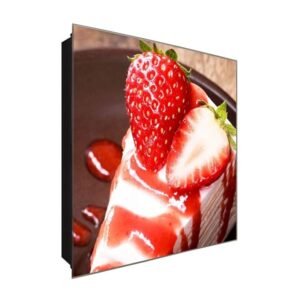  Schlüsselkasten 'Erdbeer Torte' 30x30 Glas, inkl. Haken Schlüsselbrett Schlüssel-Box Design Aufbewahrung