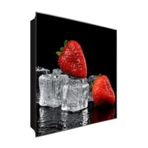  Schlüsselkasten 'Erdbeeren' 30x30 Glas, inkl. Haken Schlüsselbrett Schlüssel-Box Design Aufbewahrung