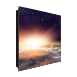  Schlüsselkasten 'Erde mit Wolken' 30x30 Glas, inkl. Haken Schlüsselbrett Schlüssel-Box Design Aufbewahrung