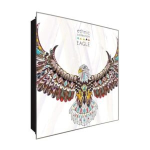  Schlüsselkasten 'Ethno Adler' 30x30 Glas, inkl. Haken Schlüsselbrett Schlüssel-Box Design Aufbewahrung