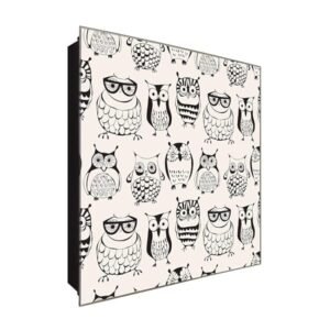  Schlüsselkasten 'Eulen Kunst' 30x30 Glas, inkl. Haken Schlüsselbrett Schlüssel-Box Design Aufbewahrung