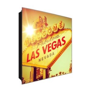  Schlüsselkasten 'Fabolous Las Vegas' 30x30 Glas, inkl. Haken Schlüsselbrett Schlüssel-Box Design Aufbewahrung