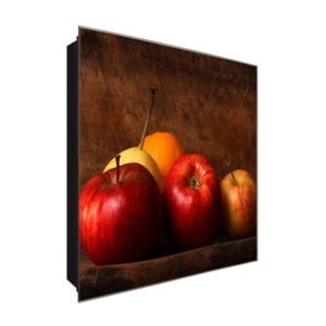  Schlüsselkasten 'Fallobst' 30x30 Glas, inkl. Haken Schlüsselbrett Schlüssel-Box Design Aufbewahrung