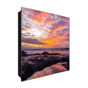  Schlüsselkasten 'Farben am Meer' 30x30 Glas, inkl. Haken Schlüsselbrett Schlüssel-Box Design Aufbewahrung