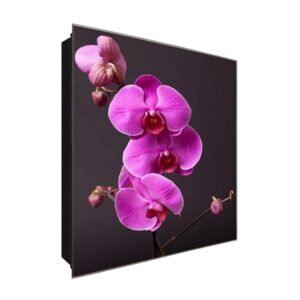  Schlüsselkasten 'Farbenrhohe Orchidee' 30x30 Glas, inkl. Haken Schlüsselbrett Schlüssel-Box Design Aufbewahrung