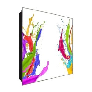  Schlüsselkasten 'Farbspritzer' 30x30 Glas, inkl. Haken Schlüsselbrett Schlüssel-Box Design Aufbewahrung