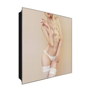  Schlüsselkasten 'Fashion Model' 30x30 Glas, inkl. Haken Schlüsselbrett Schlüssel-Box Design Aufbewahrung