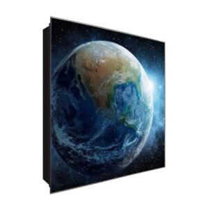  Schlüsselkasten 'Faszination Erde' 30x30 Glas, inkl. Haken Schlüsselbrett Schlüssel-Box Design Aufbewahrung