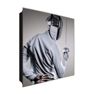  Schlüsselkasten 'Fecht Duell' 30x30 Glas, inkl. Haken Schlüsselbrett Schlüssel-Box Design Aufbewahrung