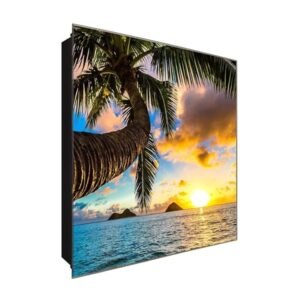  Schlüsselkasten 'Felsen im Wasser' 30x30 Glas, inkl. Haken Schlüsselbrett Schlüssel-Box Design Aufbewahrung