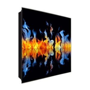  Schlüsselkasten 'Feuer und Flame' 30x30 Glas, inkl. Haken Schlüsselbrett Schlüssel-Box Design Aufbewahrung